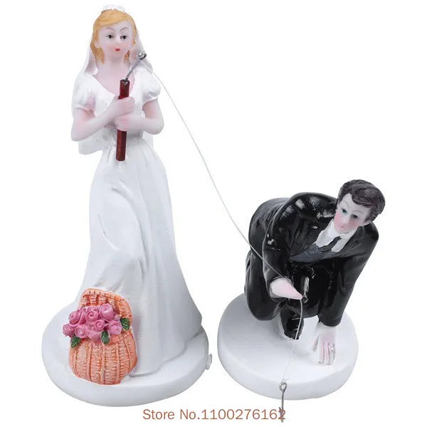Cake Toppers Dolls Bride and Groom Figurines Funny Wedding Cake Toppers Stand Topper Decoration Supplies Marry Figurine Good Vibrations