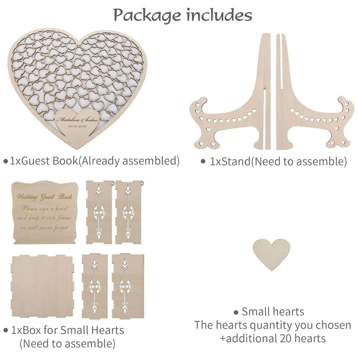 Wedding Guest Book Wood Personalized Heart Wedding Guestbook Rustic Wedding Guest Book with Heart Drop Box for Party Good Vibrations