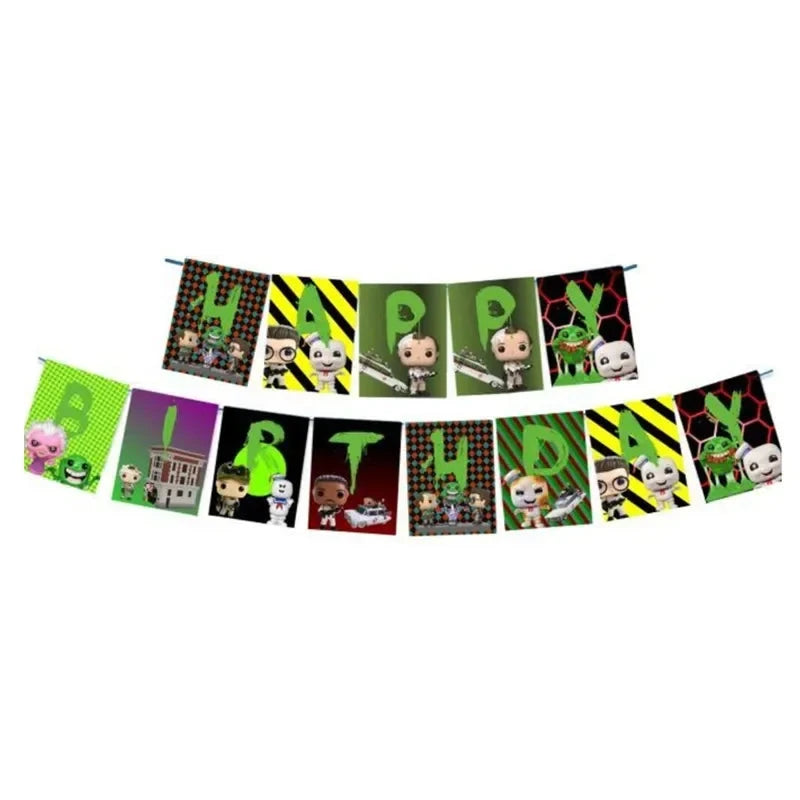 Ghostbuster Balloon Cake Topper Birthday Party Decorations Disposable Tableware Cups Plates Banners Baby Shower Supplies Toy Good Vibrations