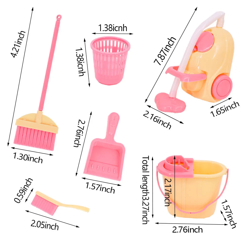 Doll House Furniture Bed Table Chair For 11.8inch 30cm Doll Plastics Cleaning Tools Accessories Mini Furniture Model Gifts Toys Good Vibrations