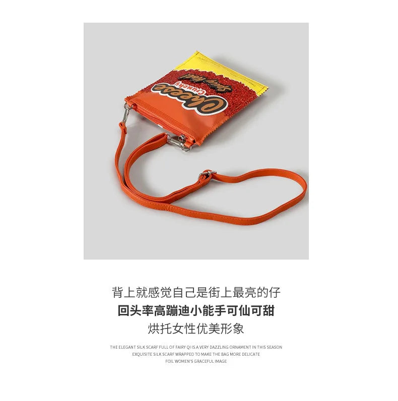 Unique Cheese Crunchy Bags Women Purses and Handbags Snacks Chips Ladies Crossbody Bag Girls Mini Clutch Bags Novelty Purses Good Vibrations