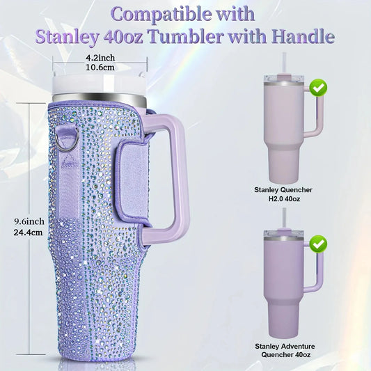 6 colors shiny rhinestone Lanyard cup protection case bag vacuum bottle compatitable for Stanley 40oz accessories vehicle Good Vibrations Adult Super Store