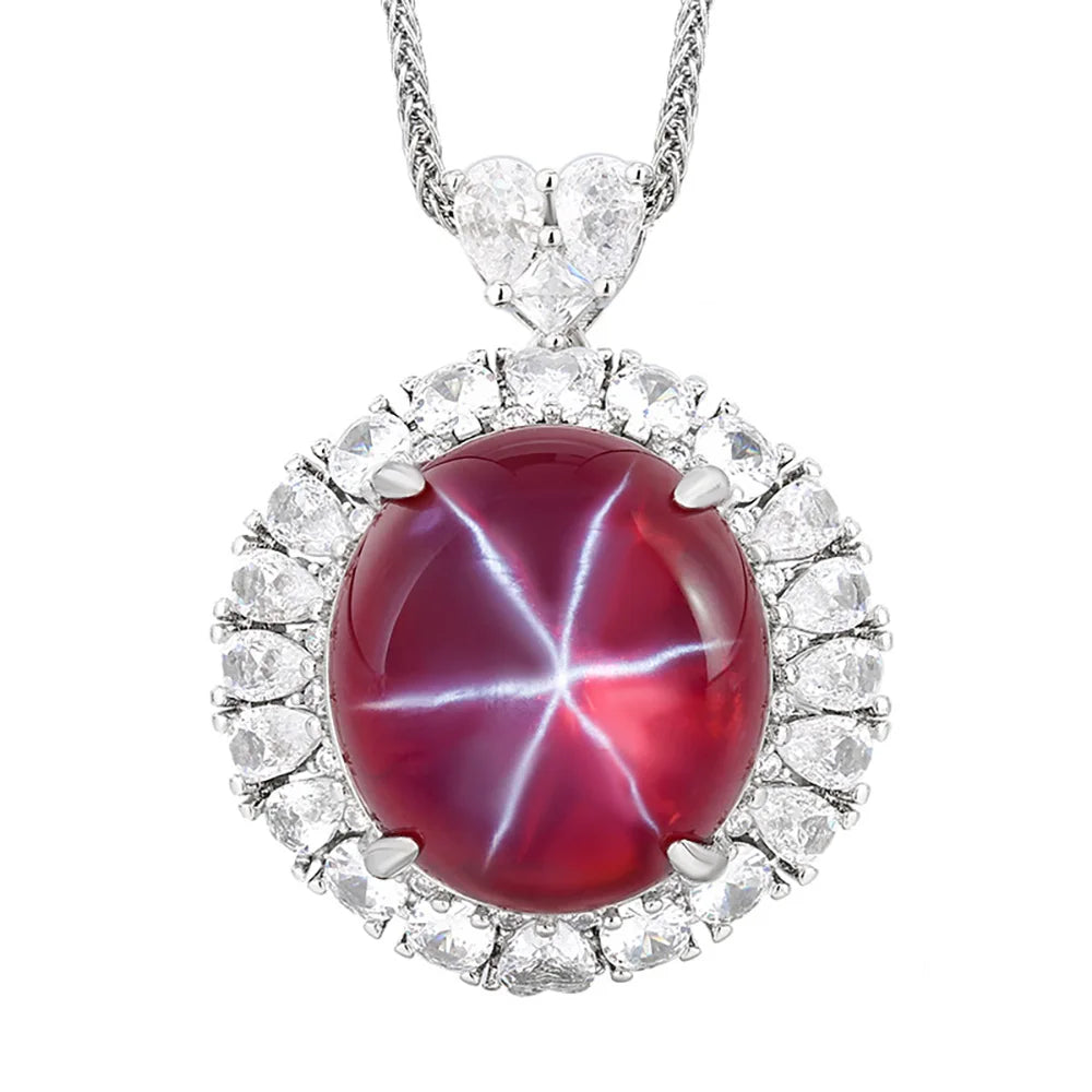 Women's Fine Jewelry Set Retro Lab Ruby Gemstone Necklace Pendant Ring Stud Earrings Wedding Party Accessories Anniversary Gift Good Vibrations Adult Super Store