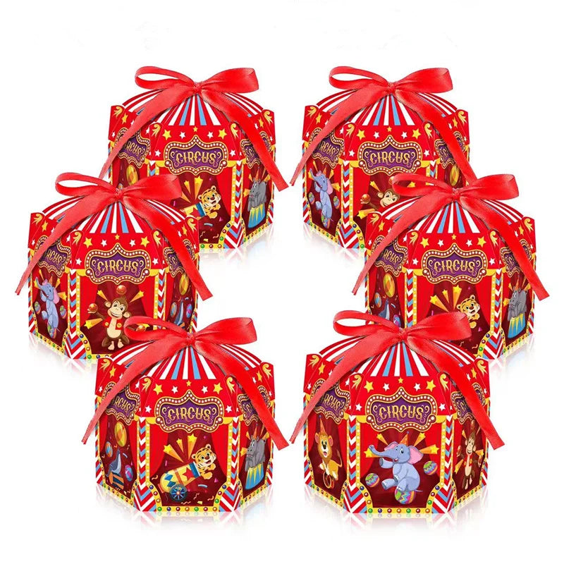4/24Pcs Carnival Circus Theme Party DIY Candy Box For Kids Birthday Party Baby Shower Decoration Candy Gift Box Supplies Good Vibrations