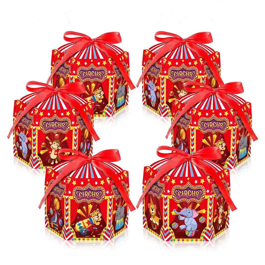 4/24Pcs Carnival Circus Theme Party DIY Candy Box For Kids Birthday Party Baby Shower Decoration Candy Gift Box Supplies Good Vibrations