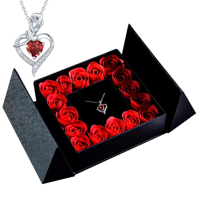 Gifts for Women Jewelry Pendant Necklace /w Soap Eternal Rose Gift Box Mother's Day Necklace Jewelry Wedding Anniversary Gifts Good Vibrations