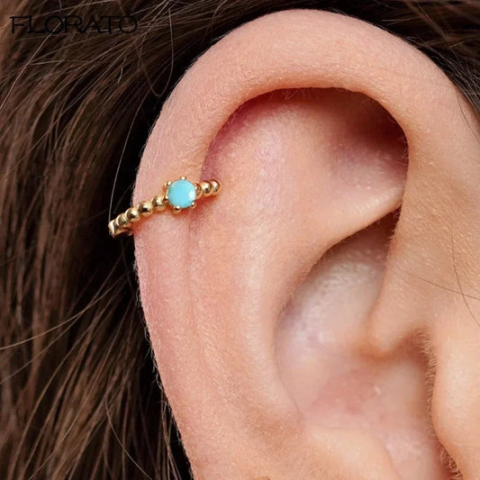 925 Sterling Silver Needle Summer Blue Earrings Trend 18K Gold Hoop Earrings for Women Fashion Puncture Jewelry Ear Accessories Good Vibrations