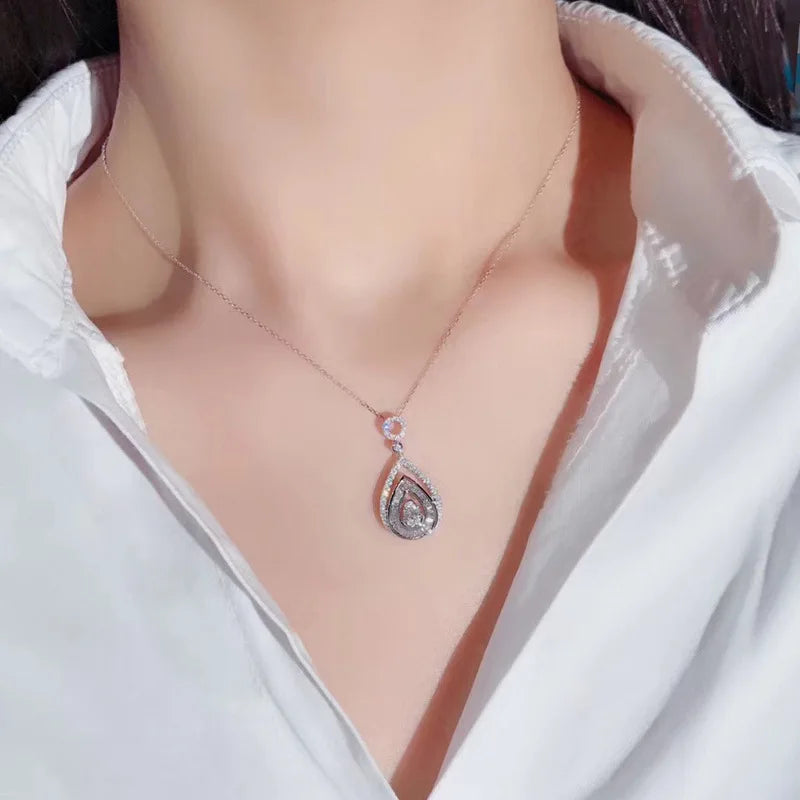 Fashion Unique Gift for Women Birthday 925 Sterling Silver Color White Waterdrop Zircon Stone Pendant with 18 Inch Chain Set Good Vibrations Adult Super Store