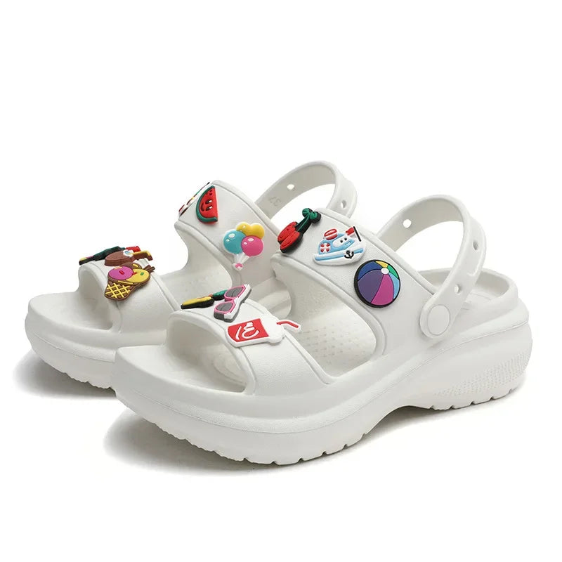 Sandals for Women 2023 Korean Wedge Platform High Heels Ladies Shoes Outdoor Beach Peep Toe Non-slip Sandalias De Mujer Good Vibrations