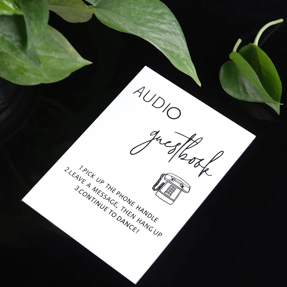 Audio Guestbook Pick Up The Phone Leave A Message For The Newlyweds Clear Glass Look Acrylic Wedding Sign, Guest Book Lucite Good Vibrations