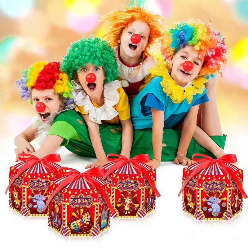 4/24Pcs Carnival Circus Theme Party DIY Candy Box For Kids Birthday Party Baby Shower Decoration Candy Gift Box Supplies Good Vibrations