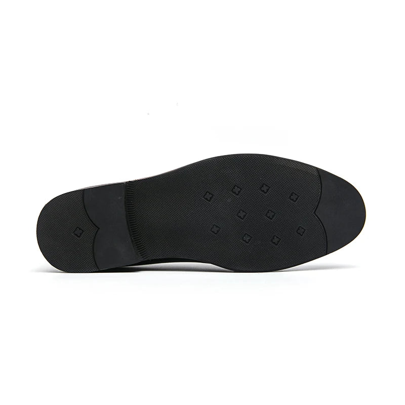 Black Loafers for Men Fashion Stone Pattern Men's Formal Monk Shoes Business Handmade Leather Men's Social Shoes Driving Shoes Good Vibrations