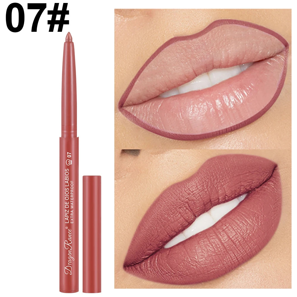 Lip Liner Lipstick Pen Waterproof Long-Lasting Hook Line Lip Pencil Matte Matte Beginner Automatic Lip Liner Bean Paste Color Hook Pen Automatic Rotating Lip Liner Good Vibrations