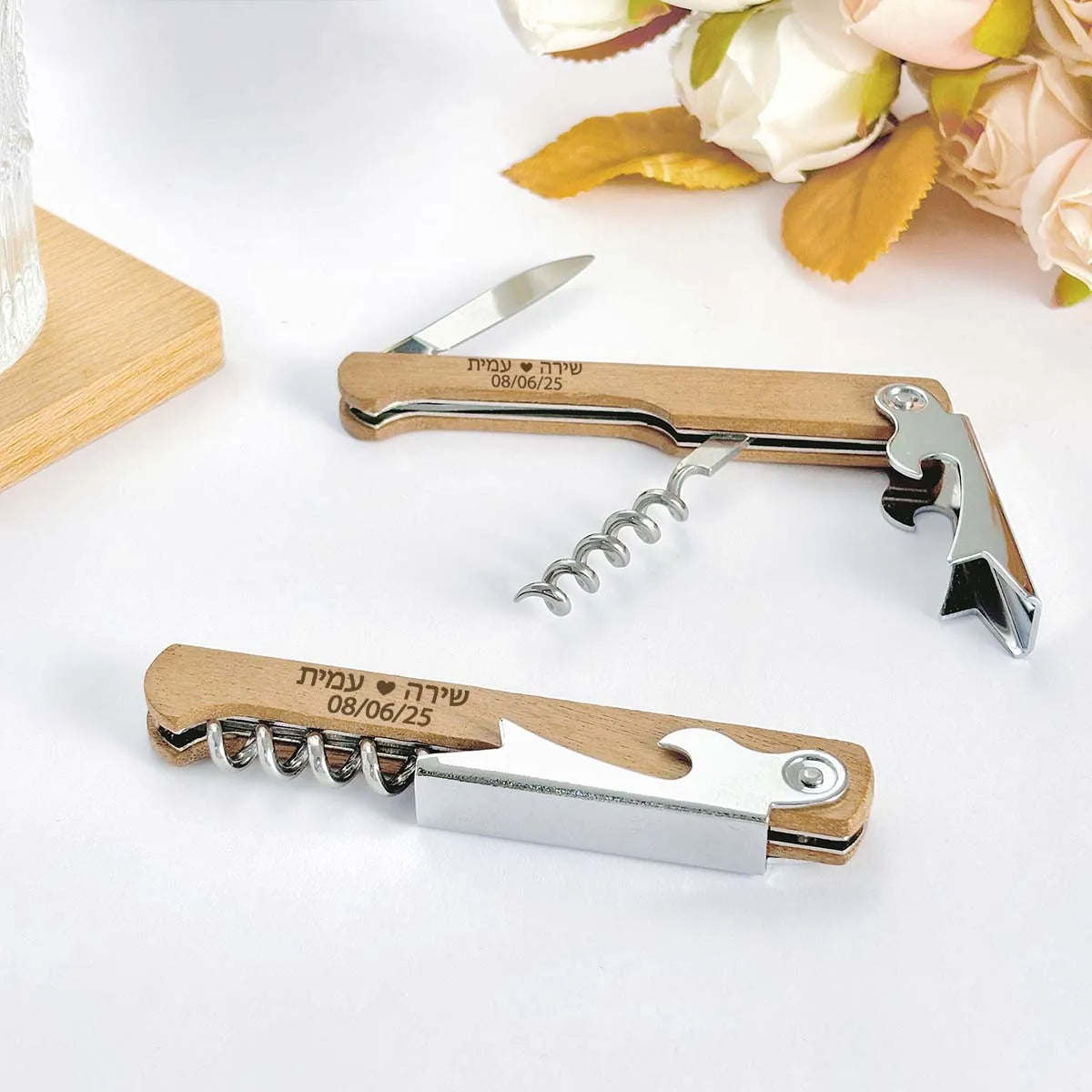 Wedding Party Favors Personalized Wooden Corkscrew Customized Wine Openers Wedding Gifts for Guests