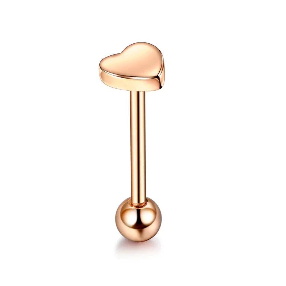 1PC Stainless Steel Heart Shaped Tongue Ring Barbell Tongue Piercing Cute Bar Ear Tragus Studs Labret Piercing Body Jewelry Good Vibrations