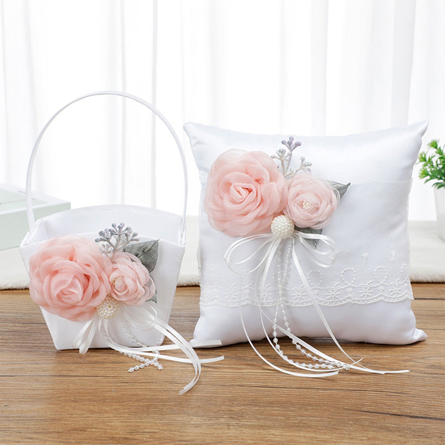 Portable Wedding Flower Basket Home Organizers Ring Pillow Flowerpot With Handle White Romantic Party Decoration Photo Prop Good Vibrations