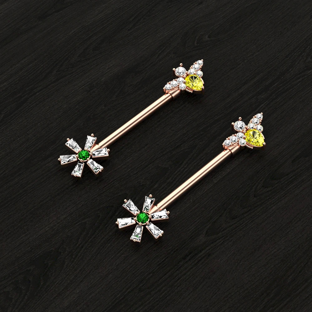 14G Titanium Stainless Butterfly Cat Crystals CZs Shield Barbell Nipple Rings Mixed-Style Heart Flower Dangled Nipple Piercing Good Vibrations Adult Super Store