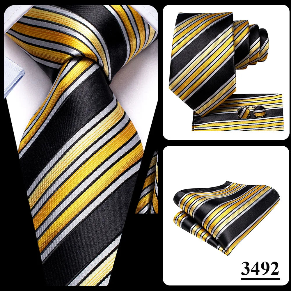 Black Red Striped Silk Wedding Tie For Men Handky Cufflink Gift Men Necktie Fashion Business Party Dropshiping Hi-Tie Designer Good Vibrations