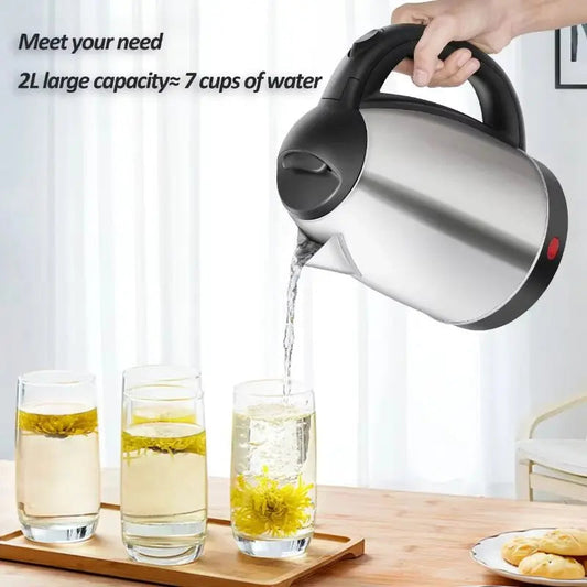 Travel Electric Kettle Tea Coffee 2L Stainless Steel Portable Water Boiler Pot For Hotel Family Trip Kitchen Smart Kettle Pot Good Vibrations