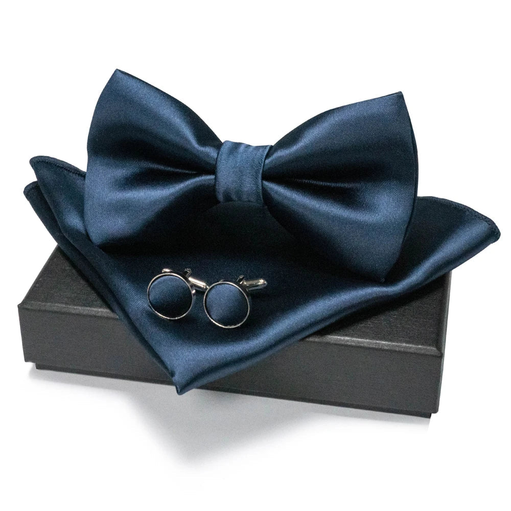 EASTEPIC Men's Bow Tie Sets Including Cufflinks and Handkerchieves Bow Ties with Adjustable Straps for Formal Occasions Good Vibrations