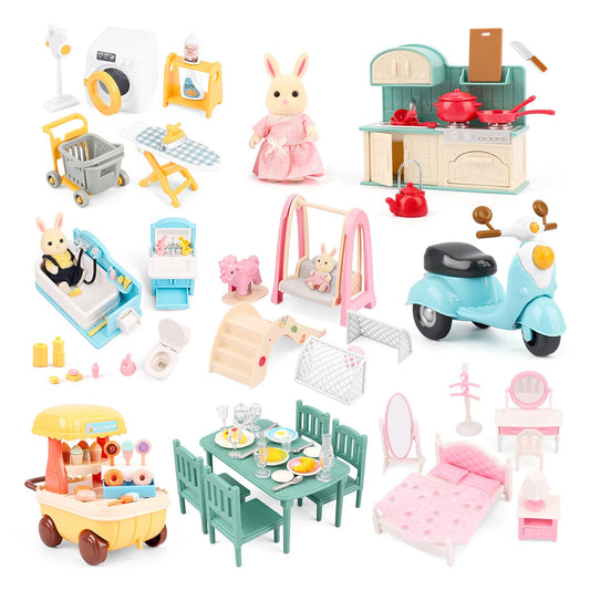 1:12 Miniature Furniture Forest Family Kitchen Toy Dining Table Dollhouse Accessories Bathroom Pretend Play For Girl Gifts Toys Good Vibrations
