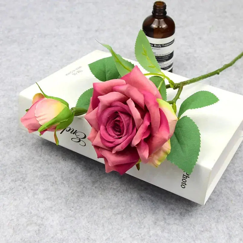 Artificial Flowers Big Silk Roses NEW Beautiful Branch Vase for Home Wedding Decoration Retro Autumn Fake Plants Christmas Decor Good Vibrations