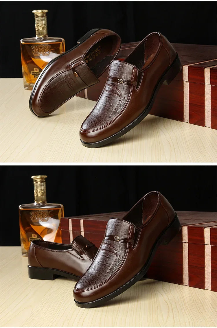 Casual Loafers for Men Round Toe Mens Formal Shoes Business Handmade Slip-On Mens Flat Shoes Mocasines Zapatos De Hombre Good Vibrations