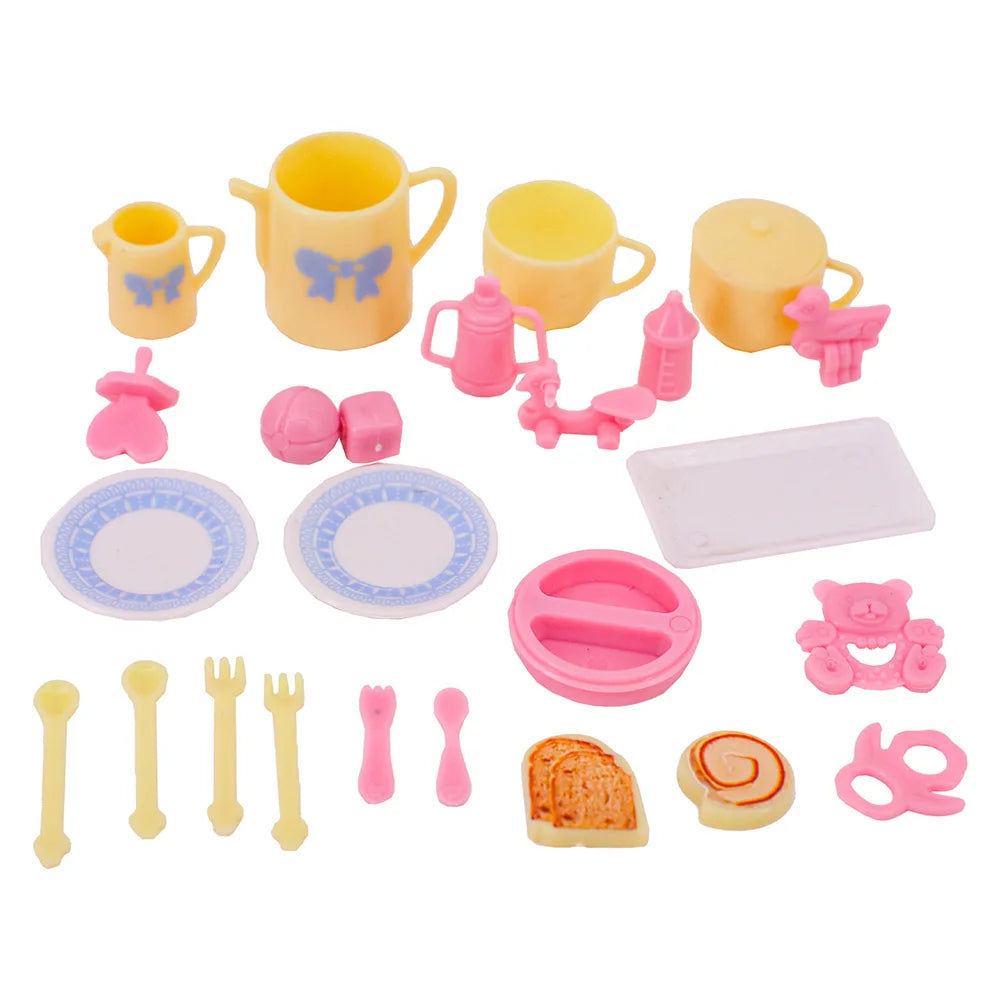 Doll House Furniture Bed Table Chair For 11.8inch 30cm Doll Plastics Cleaning Tools Accessories Mini Furniture Model Gifts Toys Good Vibrations