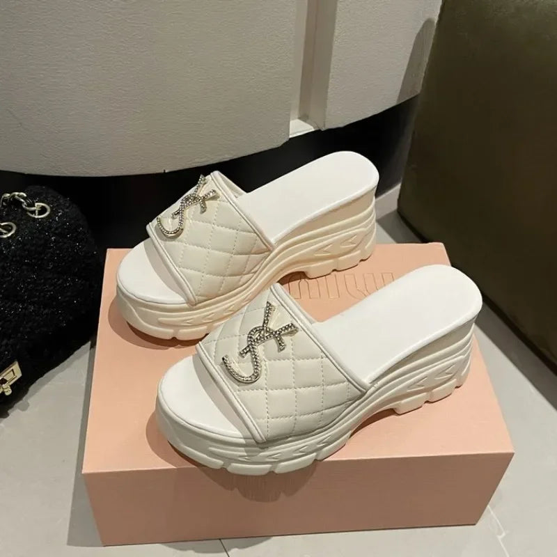 Women Sandals 2025 New Fashion Letters Platform Sandals Casual Comfortable Shoes Women Lightweight Non-slip Outside Slides Women Good Vibrations