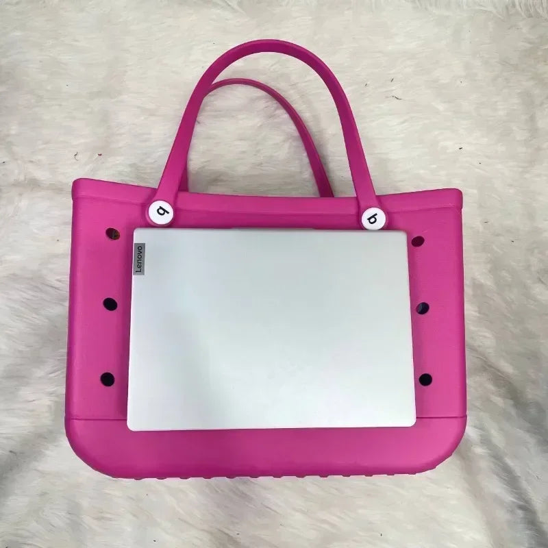 XL Extra Large Beach Bag EVA Rubber Waterproof Beach Travel Picnic Storage Basket Women Shopping Handbag Sac Jelly Tote Bag Good Vibrations