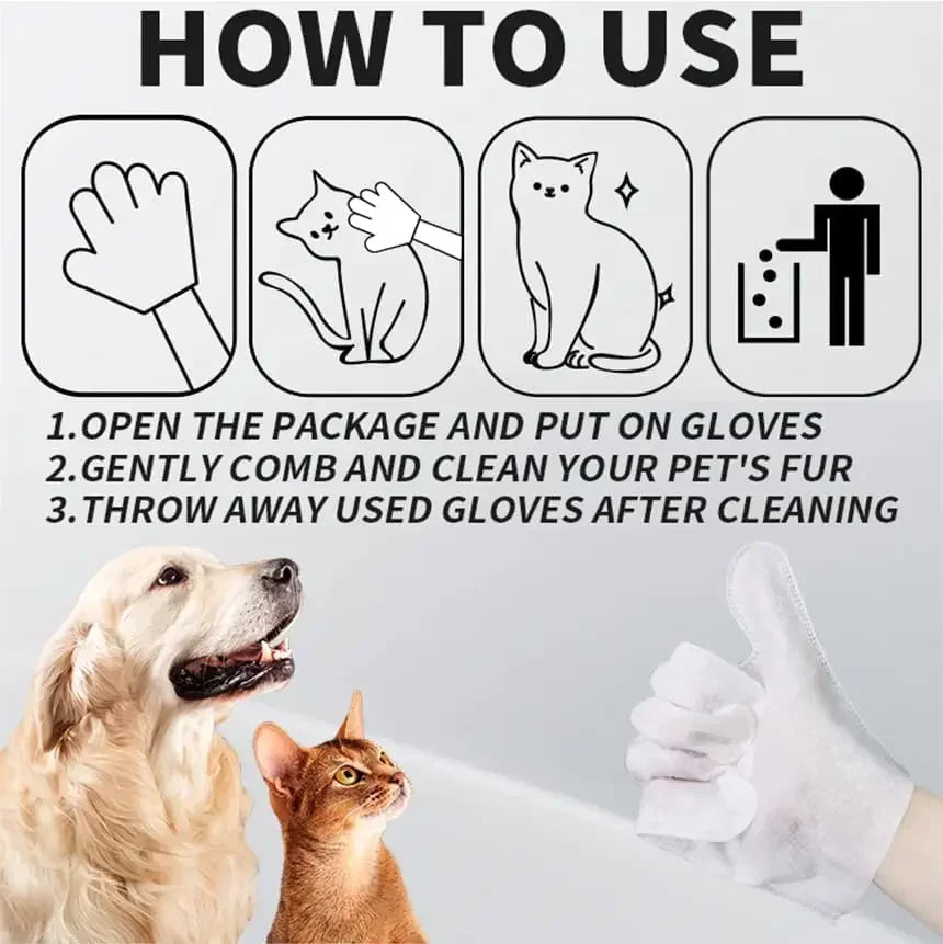 6pcs Unscented Extra Thick Pet Cleaning Wipes for Dogs & Cats,Dog Washing Bathing Deodorizing Grooming Gloves for Daily Care Good Vibrations