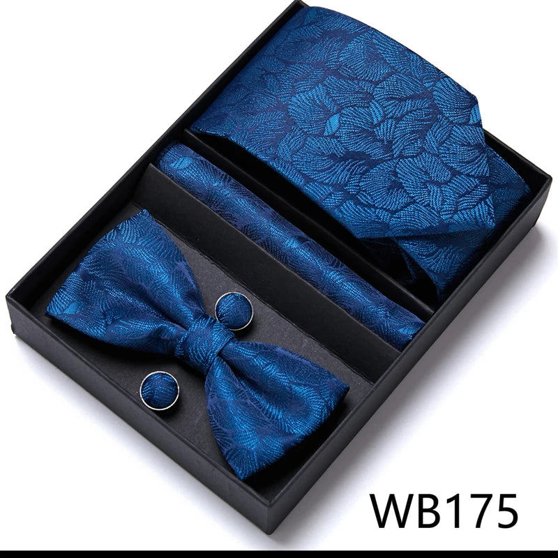Tie For Men Formal Dress Tuxedo NeckTie Handkerchief Bow Tie Set PlaisyParty Groom Wedding Butterfly Bowtie In Box Good Vibrations