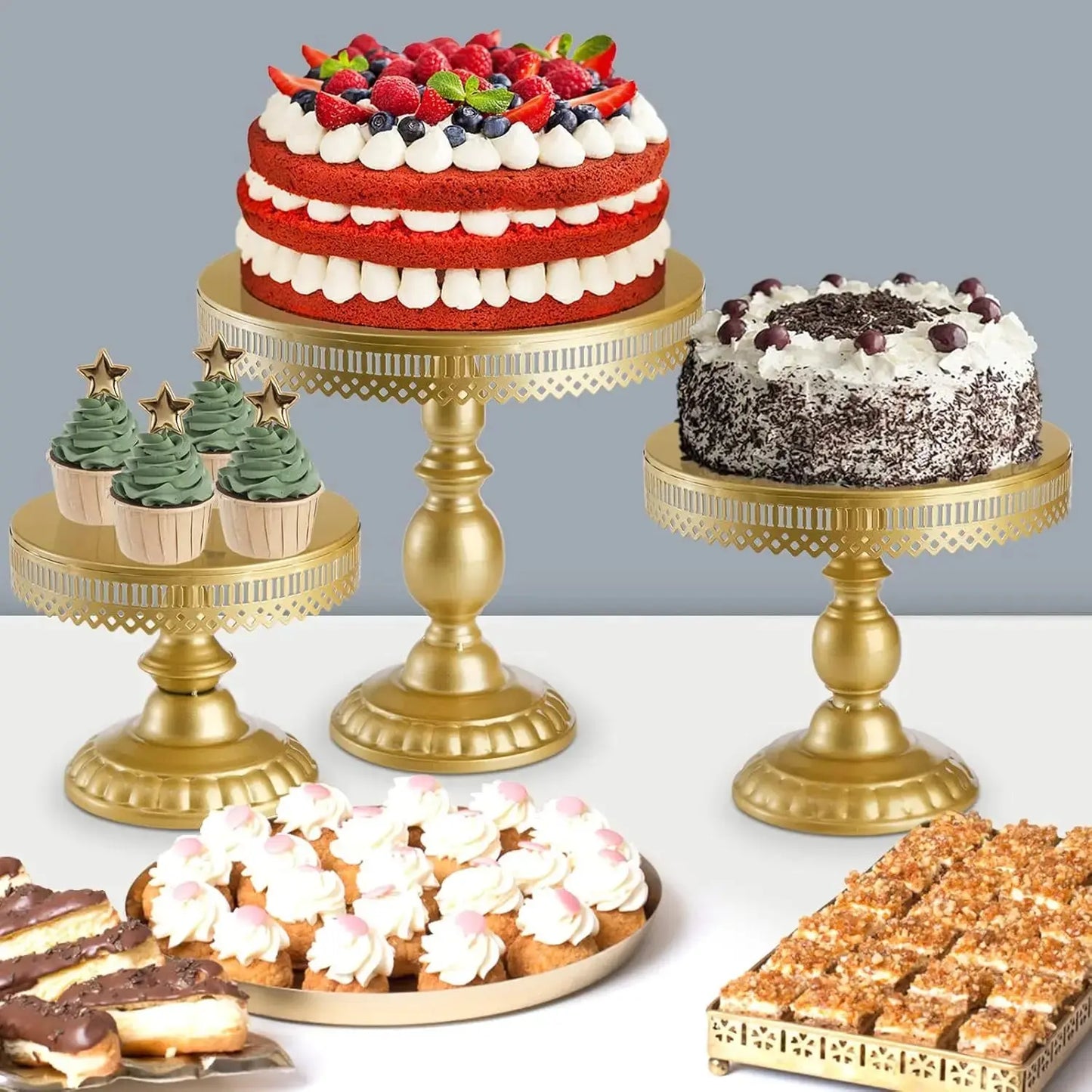 Set of 10 Cake Stand, Metal Cupcake Stand Set with Multiple Combination Styles, Dessert Plate Cake Serving Tray Candy Fruit Good Vibrations