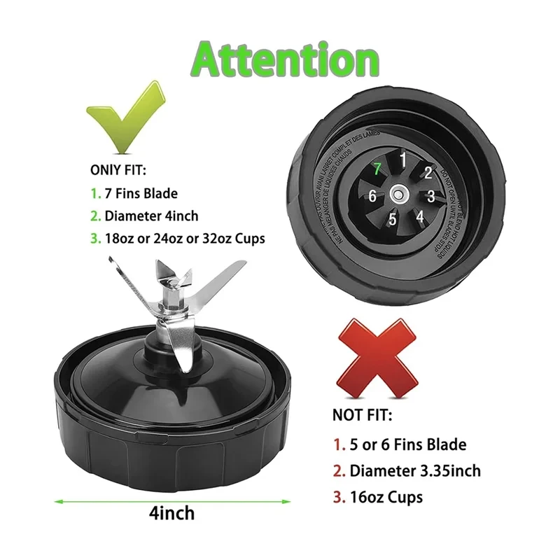 B89B-7 Fins Blender Blade For Ninja BN401 BN751 BN801 BL450-30 BL480-30, For Ninja Blender Replacement Parts Good Vibrations