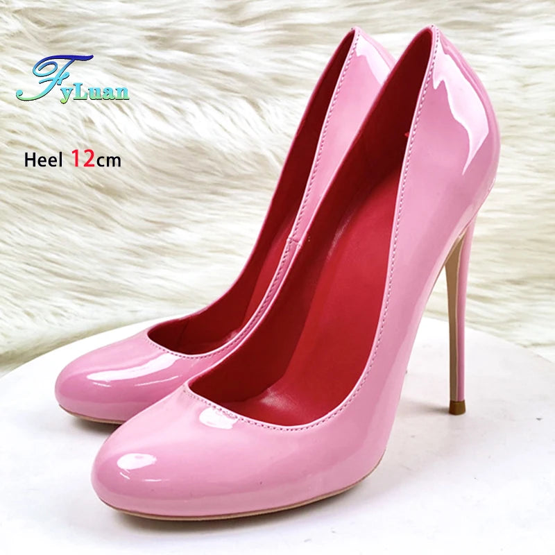 10CM 12CM Woman Stiletto Heels Fashion Round Toe Leather Women Shoes Spring Autumn Black Super High Heel Work Shoes Female Pumps Good Vibrations