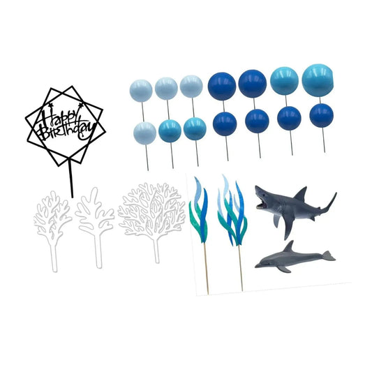 22 Pieces Shark Cake Toppers for Baby Shower Anniversary Valentines Day Good Vibrations