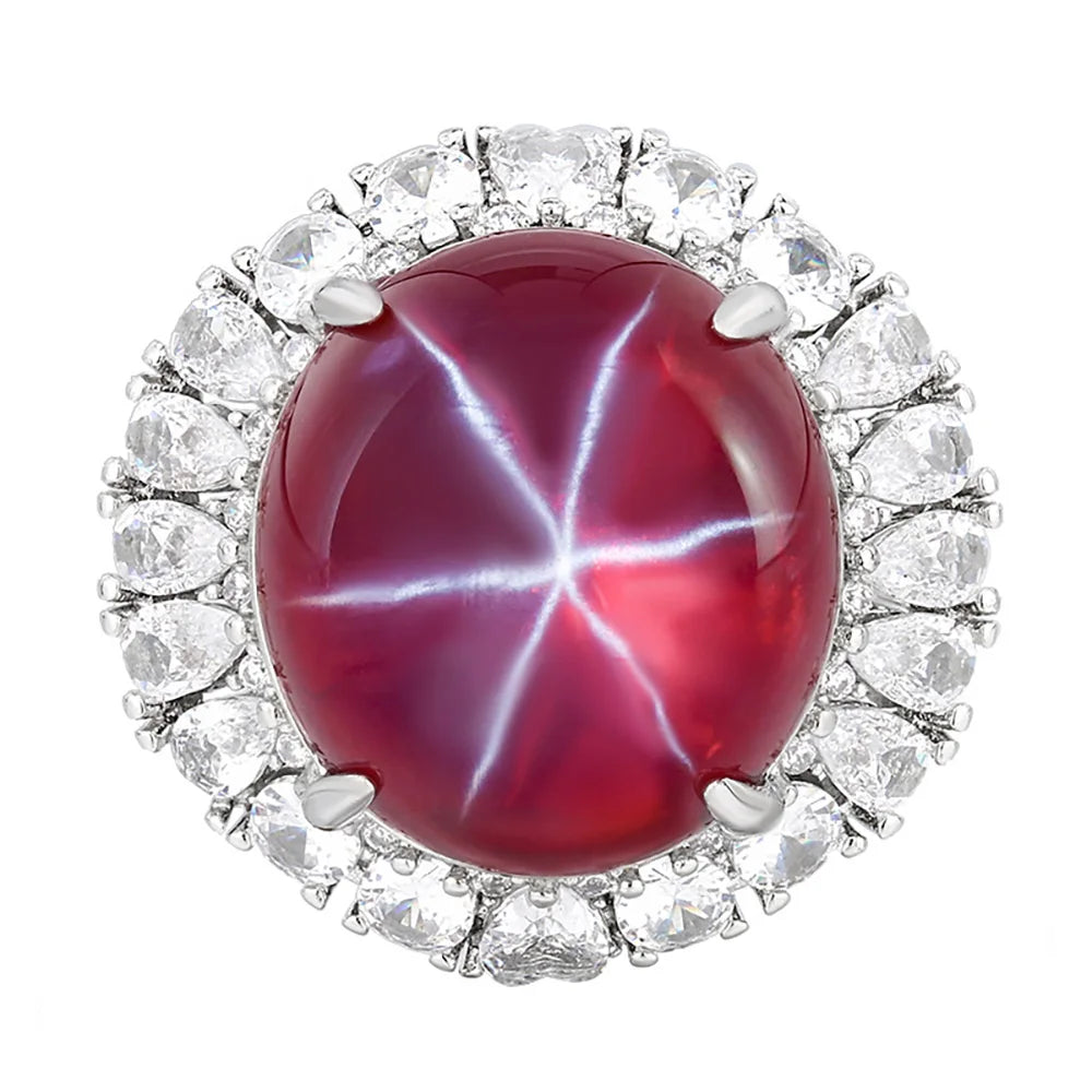 Women's Fine Jewelry Set Retro Lab Ruby Gemstone Necklace Pendant Ring Stud Earrings Wedding Party Accessories Anniversary Gift Good Vibrations Adult Super Store