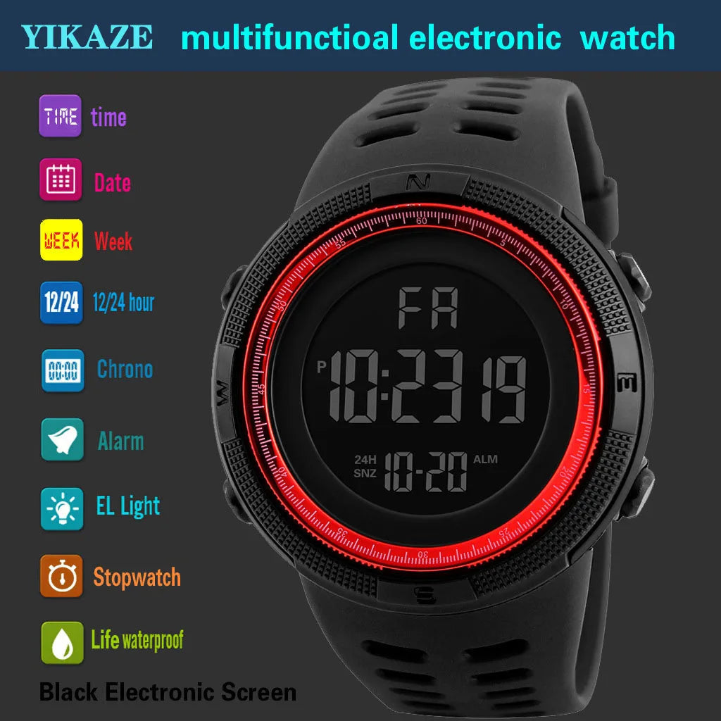 Electronic Watch For Mens Military Sports Watches Luminous Multifunction LED Digital Wristwatch for man kids Boy Student Teen Good Vibrations
