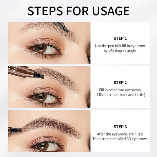 Waterproof Eyebrow Pencil, Quad Eyebrow Pencil, Natural Brow Makeup Long-Lasting Non-Fade Liquid Water Eyebrow Pencil (5 Colors) Good Vibrations
