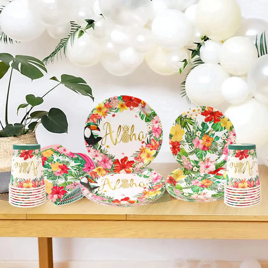 Hawaii Tableware Hawaiian Party Decoration Adults Aloha Luau Paper Plates Napkins Tropical Beach Hawaii Birthday Party Supplies Good Vibrations