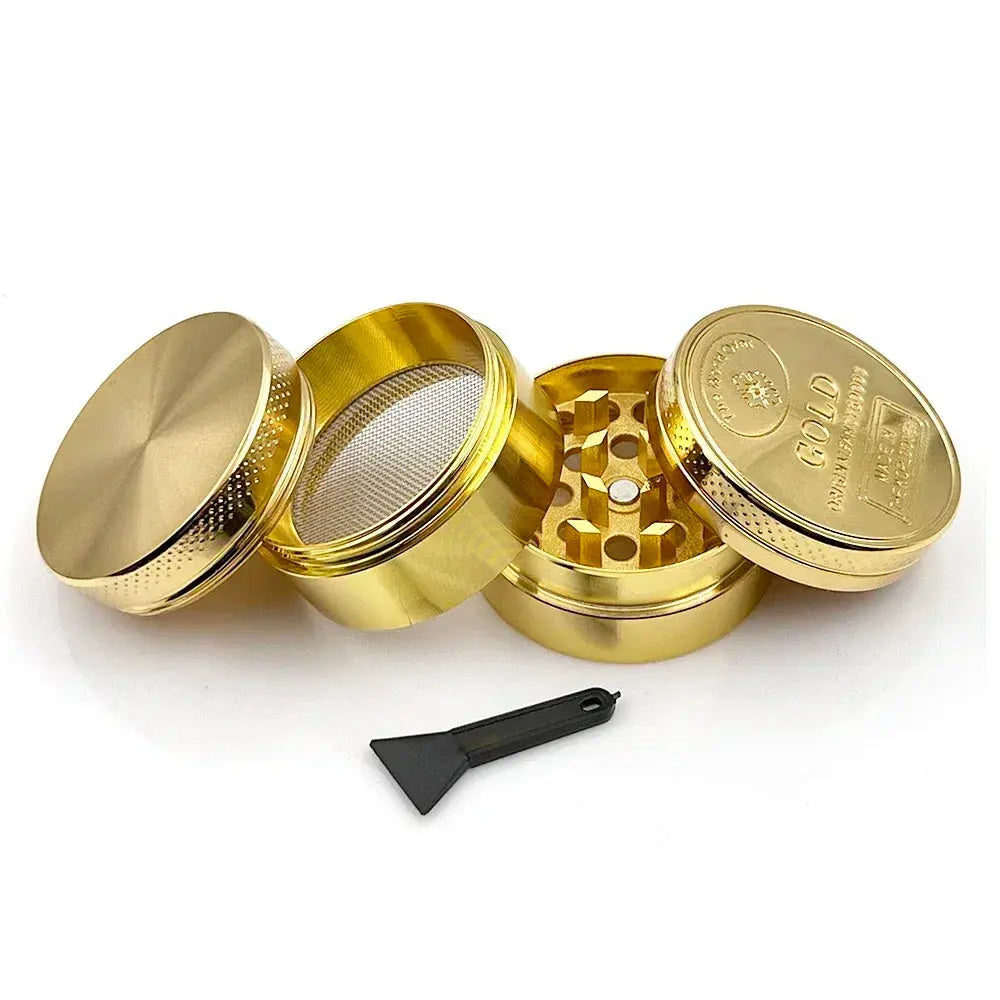 Herb Grinder 3/4 Parts Zinc Alloy 40mm Tobacco Crusher 1.57 Inch Gold Herbal Kitchen Crusher Grinders Cigarette Accessories GOOD Vibrations Adult Super Store