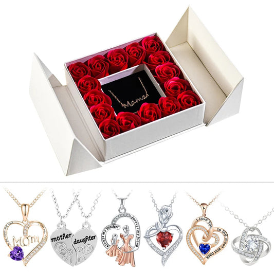 Gifts for Women Jewelry Pendant Necklace /w Soap Eternal Rose Gift Box Mother's Day Necklace Jewelry Wedding Anniversary Gifts Good Vibrations
