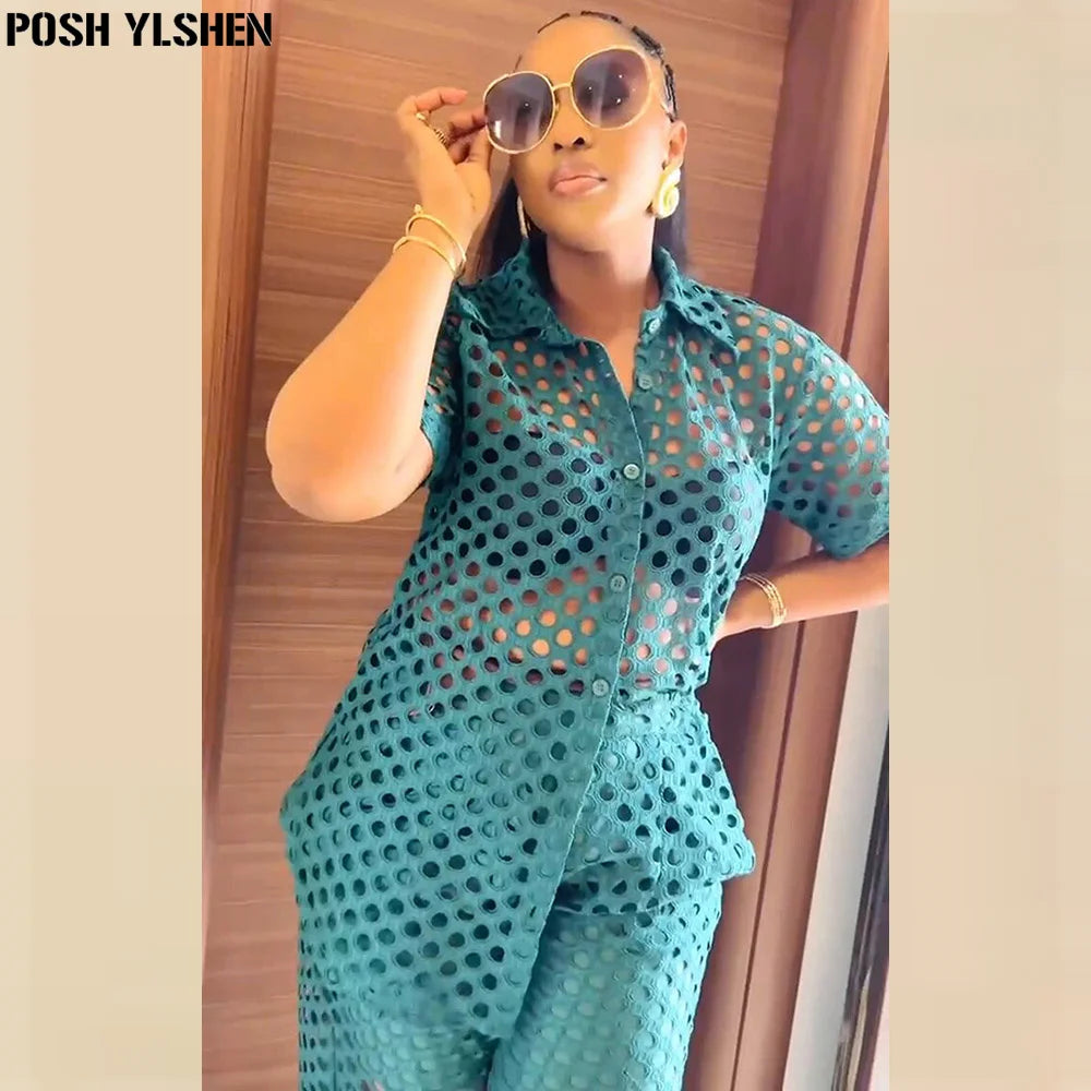 Two 2 Piece Pant Sets Women Outfit Summer Clothes African Dresses for Women 2025 New in Sexys Matching Set Dames Africa Clothing Good Vibrations