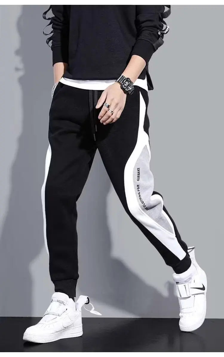 Men Black Pants Hip Hop Drawstring Jogger Fashion Comfortable Trousers Male Casual Sweatpants Loose Elastic Waist Sportswear Good Vibrations