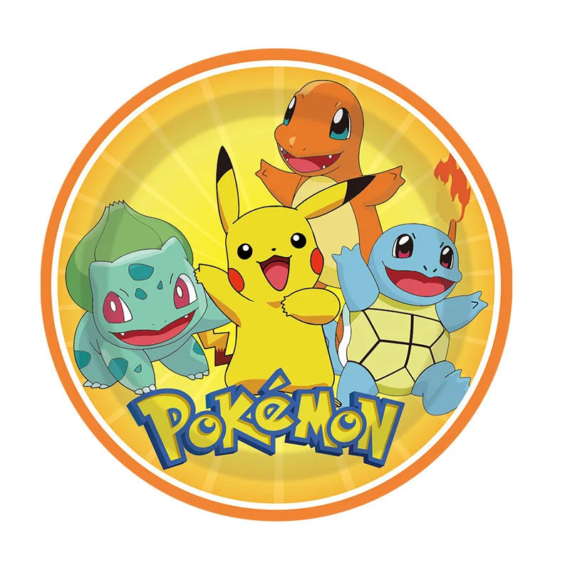 Pokemon Birthday Party Disposable Party Plates Pikachu Theme Tablecloth Character Balloon Birthday Decoration Baby Shower Suppli Good Vibrations