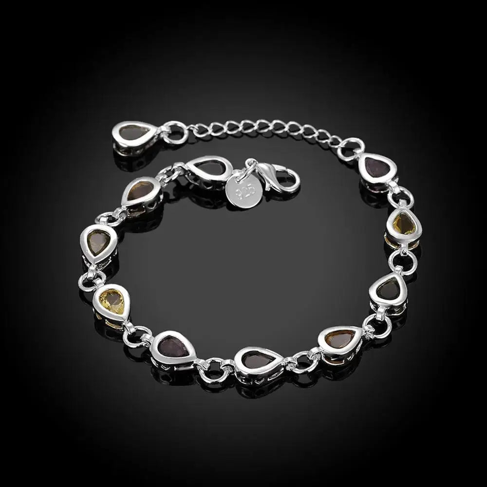 Wholesale 925 Sterling silver Noble charm Bracelets Zircon chain crystal Jewelry fashion for women wedding lady cute Good Vibrations