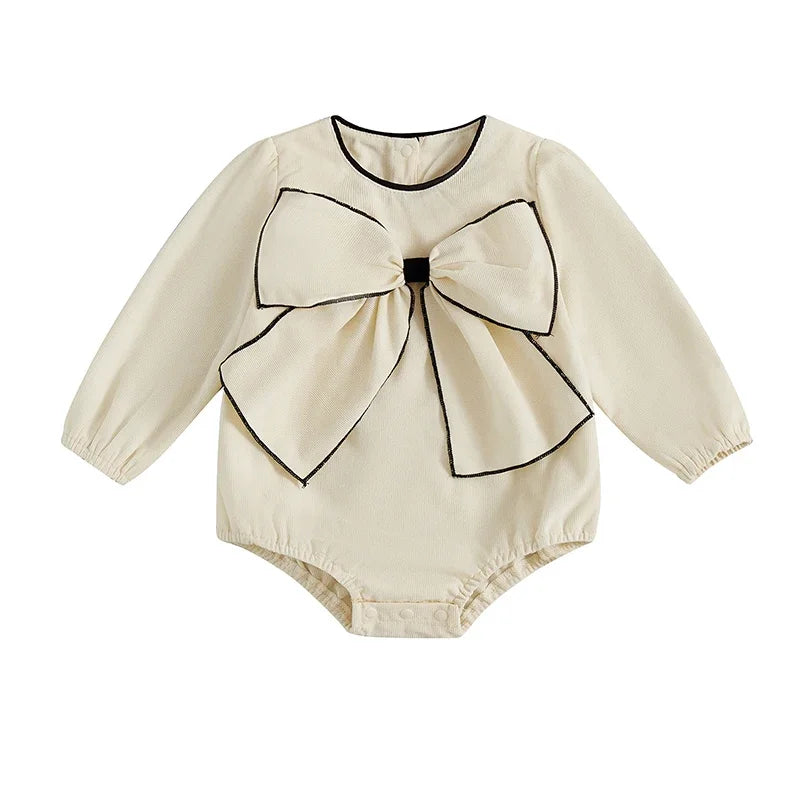 Baby Clothing Girls Cute 3D Bow Rompers Toddler Infant Solid Long Sleeve Jumpsuits Newborn Autumn Clothes Good Vibrations