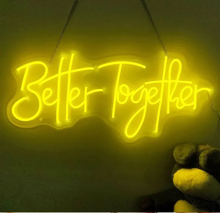 Better Together Neon Sign Wedding Decor Birthday Party Led Lights Wall Hanging Bedroom Personalize Engagement Gifts Neon Lights Good Vibrations