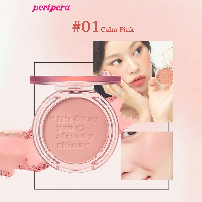 Single Color Blush Palette, Matte Fine Powder Cheek Blush, Non-Cakey, Long-Lasting, Nude Makeup, K-Beauty Cosmetic Good Vibrations