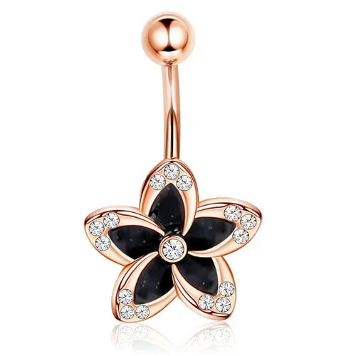 Bobisty Navel Rings Surgical Stainless Steel Belly Button Rings for Women Girls Body Piercing with Gold Plated Brass Flower Good Vibrations Adult Super Store